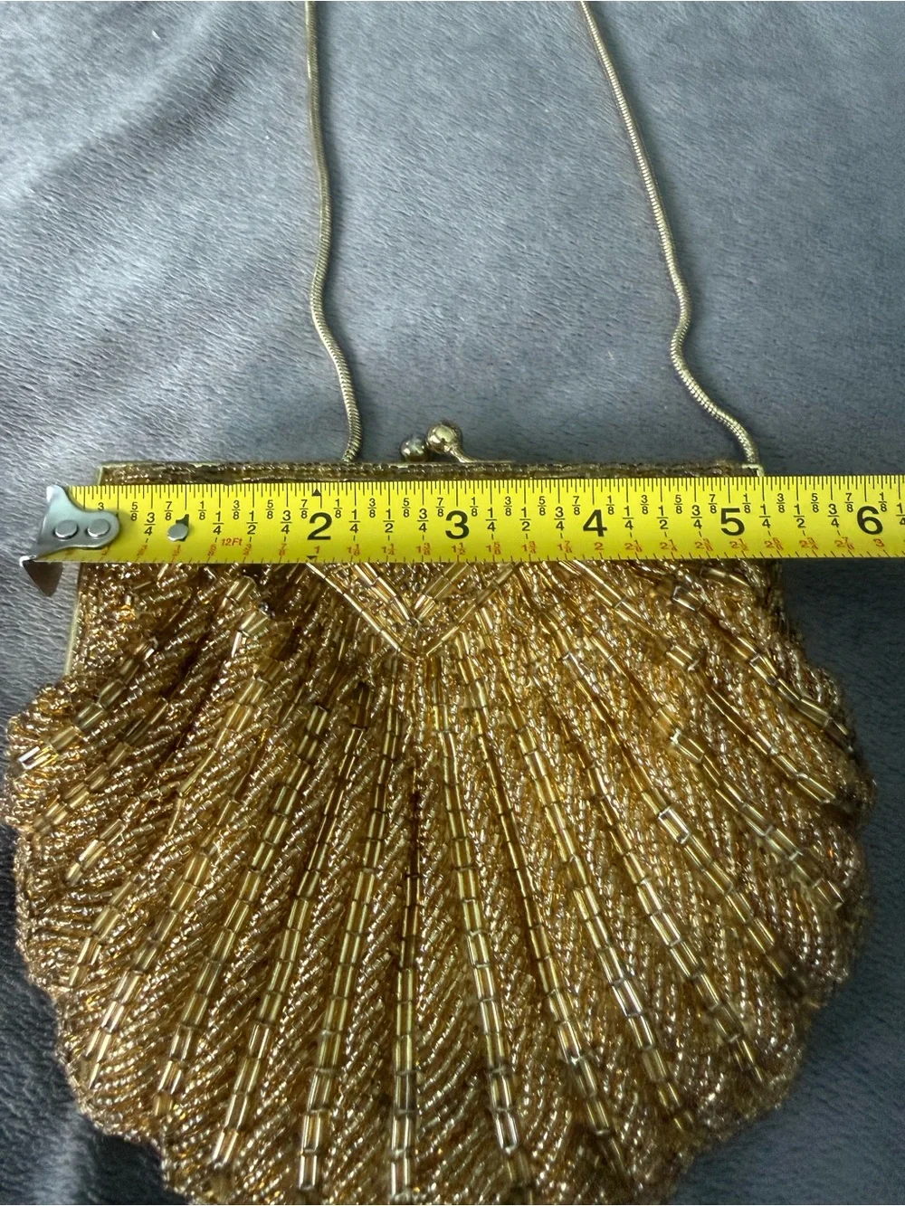 Vtg Beaded Bugle clamshell cocktail bag clutch mermaid